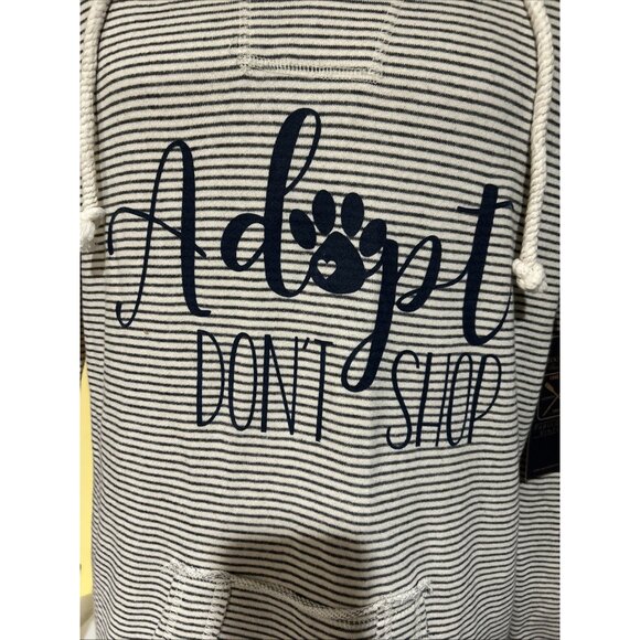 TOO COOL RESORT WEAR Pet Adopt Striped Beach French Terry Hoodie Sweatshirt XL - Picture 2 of 11